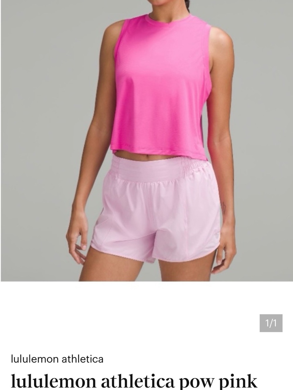 lululemon athletica pow pink tank with light pink shorts